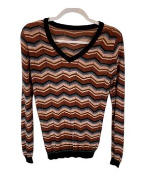 NWT! 4Funky Flavours Contrast Chevron V-Neck Sweater